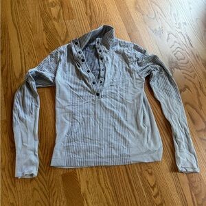 Athleta Grey & White Button Up Sweatshirt